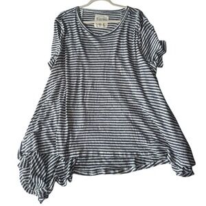 We The Free Striped Asymmetrical Hem Tunic Top Women OS